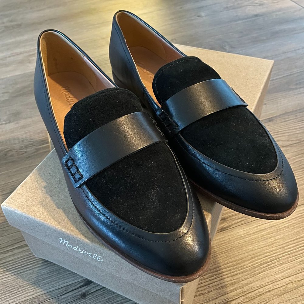 Black Madewell Loafer (The Alex) in suede & leather - size 10